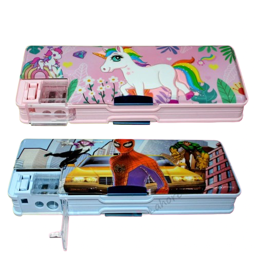 Beautiful Girls Double Side Pencil Case With Dual Sharpener Geometry Box