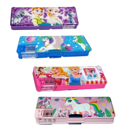 Beautiful Girls Double Side Pencil Case With Dual Sharpener Geometry Box