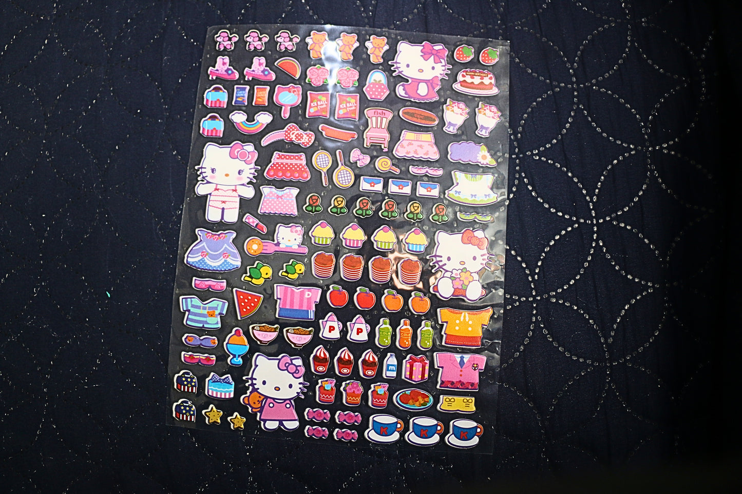 Colourful puffy emboss stickers Kuromi Hello KItty pack of 2
