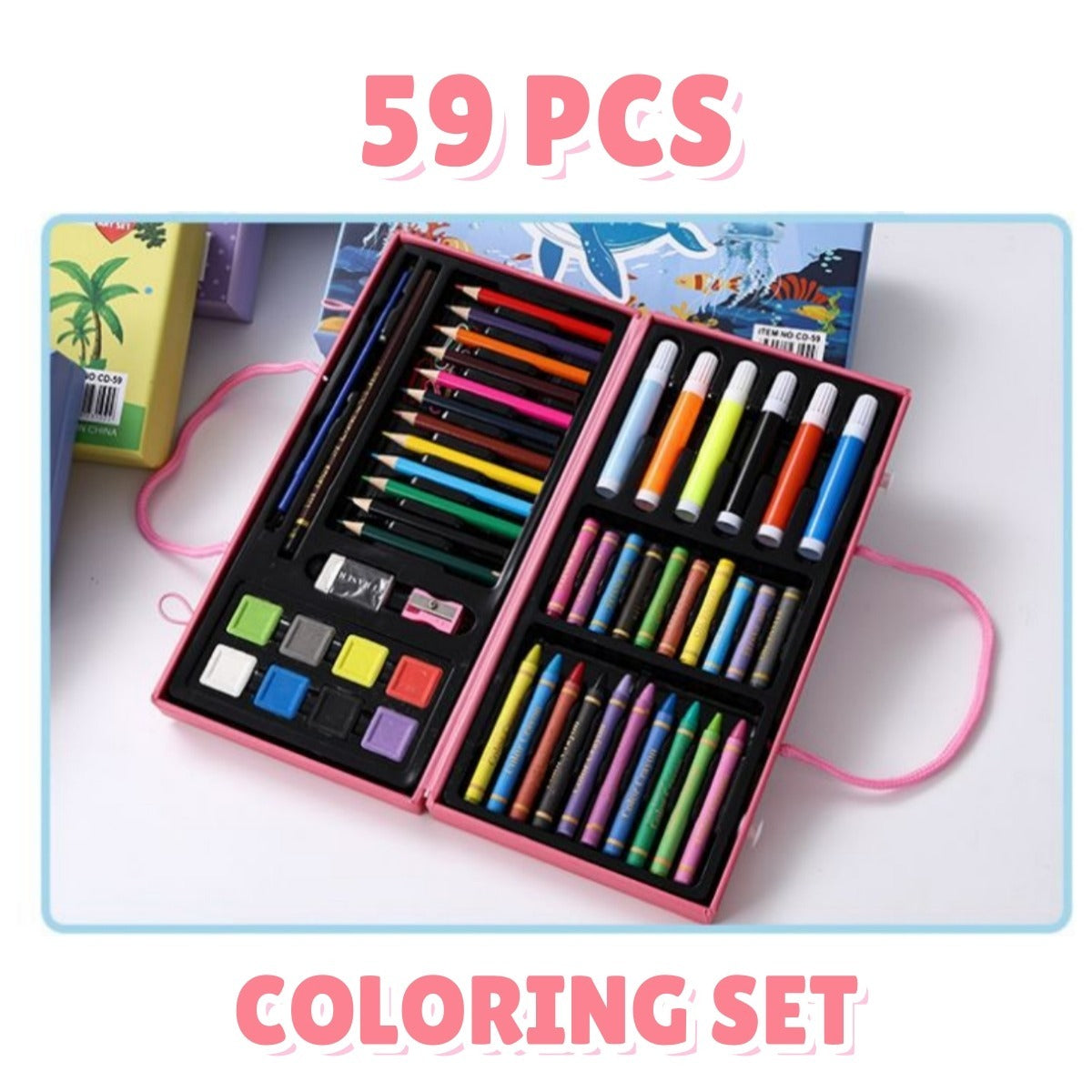 59 pieces Kids Colouring Set Art Set Carrying Box