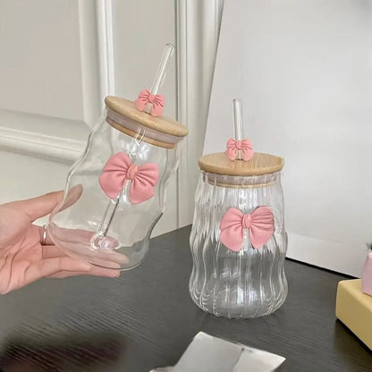 Curvy Glass Set With Bow And Wooden Led Liner Glass random colours