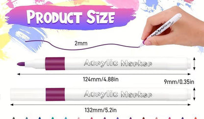 12pcs Quick-Drying Acrylic Paint Markers - Vibrant Waterproof Colors