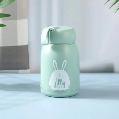 Cute Double Glass Plastic Coated Thermos Water Bottle - 320ml