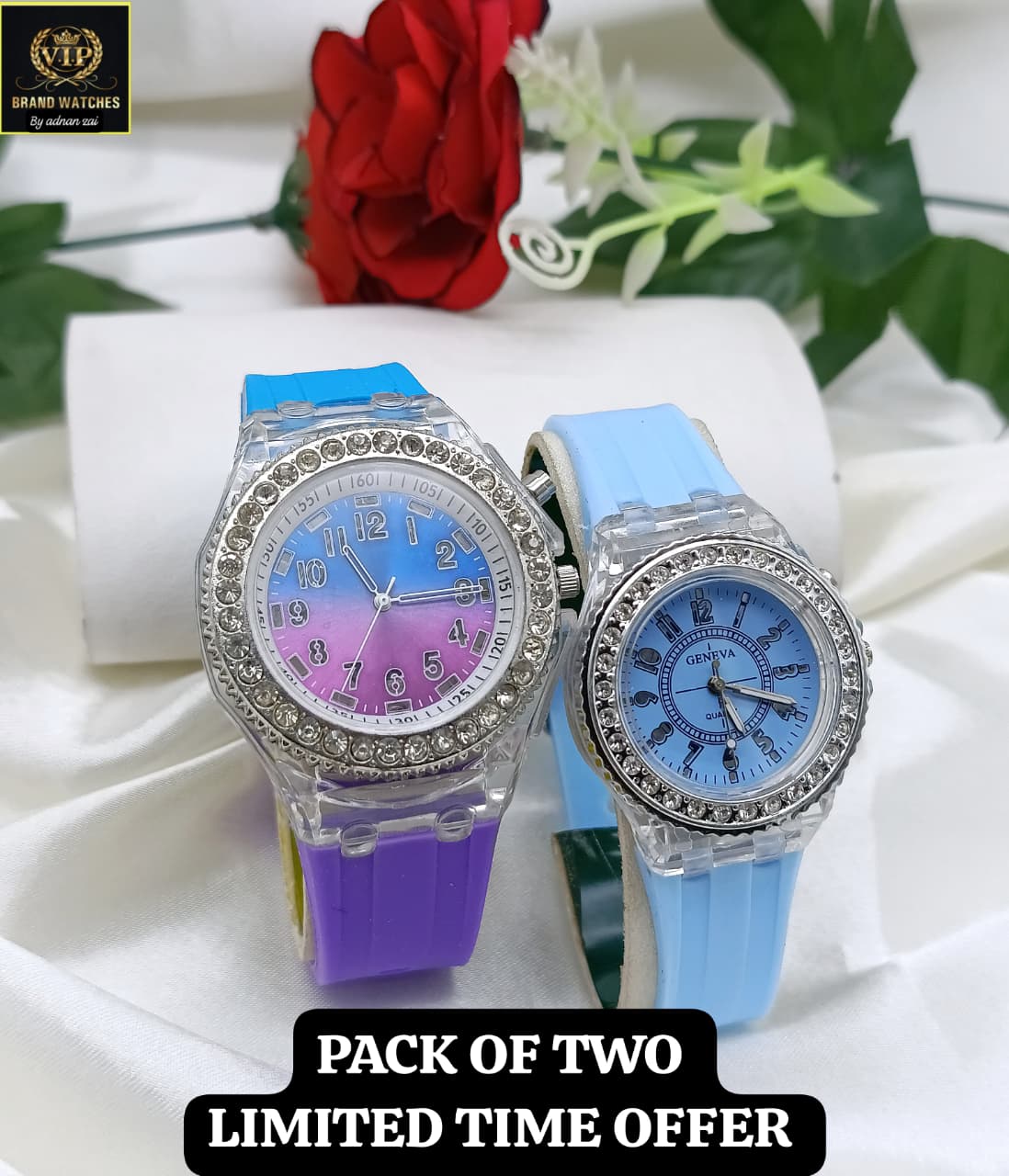 GIRL'S STRAPS WATCH DIAMOND DIAL TRANSPARENT CASE