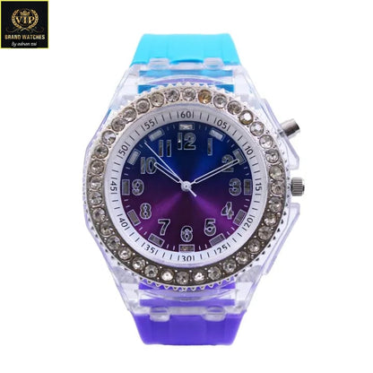 GIRL'S STRAPS WATCH DIAMOND DIAL TRANSPARENT CASE