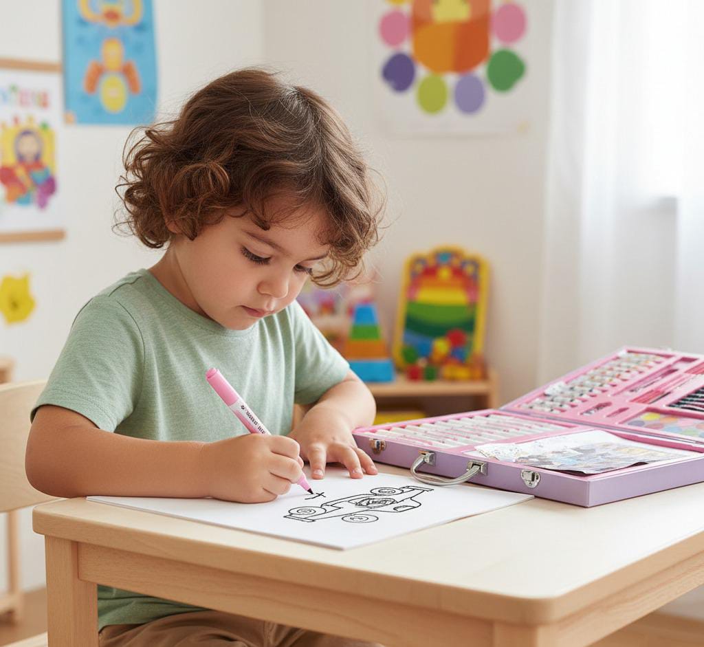 128 Pcs Kids Premium Drawing Art Colours Set Random Colours