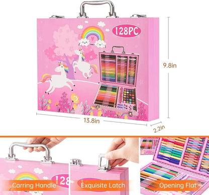 128 Pcs Kids Premium Drawing Art Colours Set Random Colours