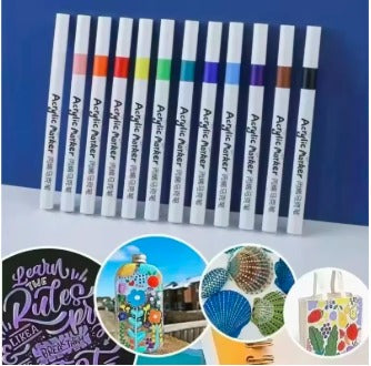 12 Colors Acrylic Marker Pen Quick Drying PVC Box Multi-Material Materials Painting Combination Korean Stationery Art Supplies