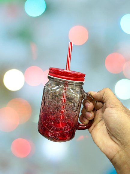 Trending Glass Jar Mug with Straw