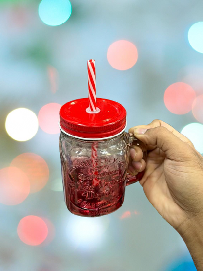 Trending Glass Jar Mug with Straw