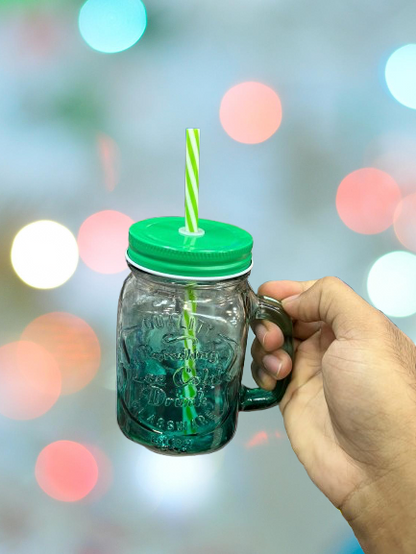 Trending Glass Jar Mug with Straw
