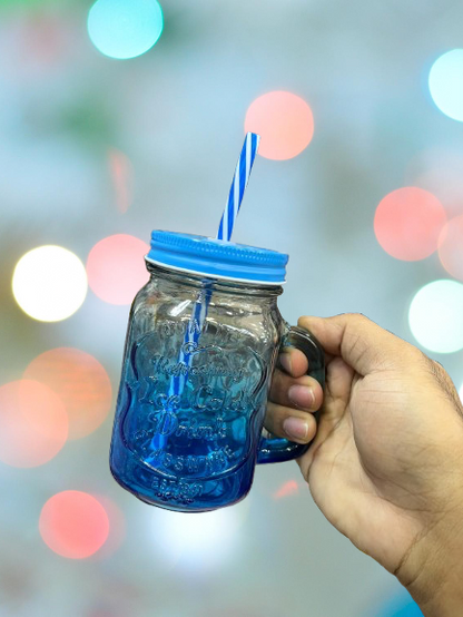 Trending Glass Jar Mug with Straw