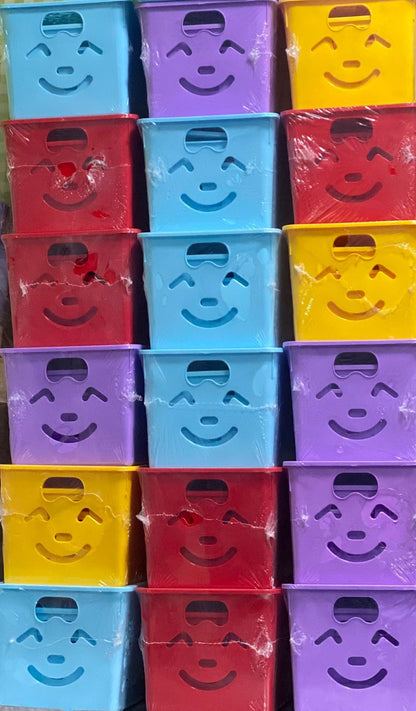 Set of 3pcs Smiley/Alphabets Plastic Storage Baskets (Mix/Random colour)